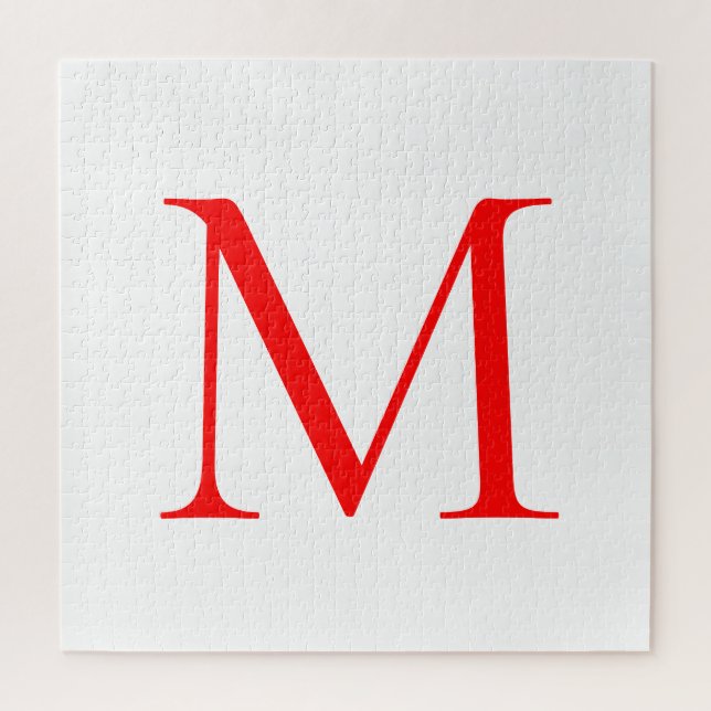 Initial letter red white monogrammed professional jigsaw puzzle (Vertical)