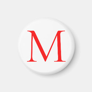 Initial letter red white monogrammed professional magnet