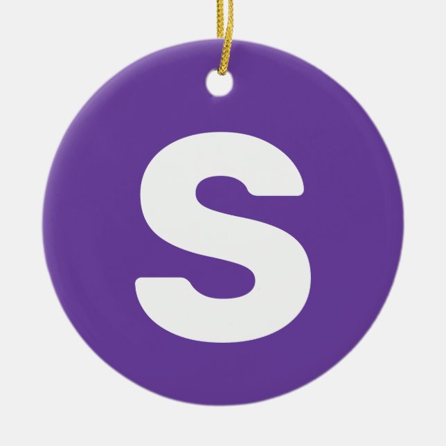 Initial Letter | Royal Purple Simple Elegant Ceramic Ornament (Front)
