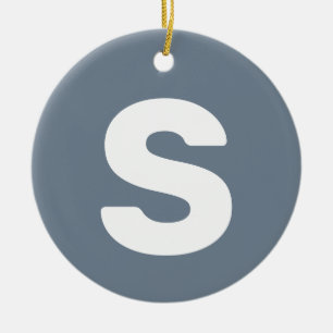 Initial Letter   Slate Grey Simple Elegant Ceramic Ornament