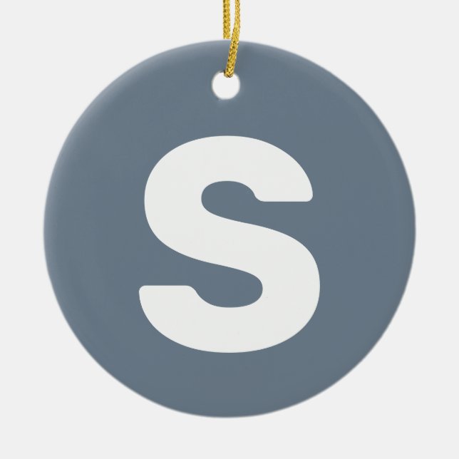 Initial Letter | Slate Grey Simple Elegant Ceramic Ornament (Front)