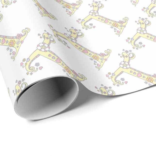 Initial letter T monogram personalized wrap Wrapping Paper (Roll Corner)