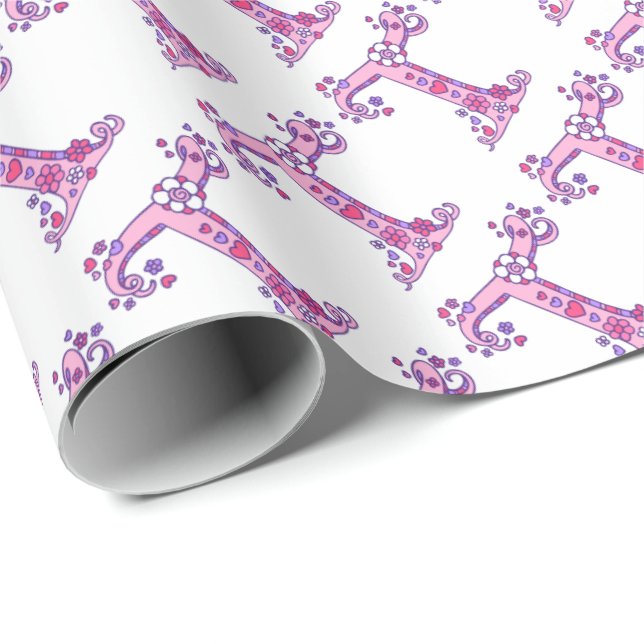 Initial letter T monogram personalized wrap Wrapping Paper (Roll Corner)