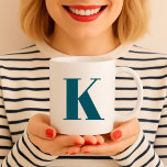 Initial Letter | Teal Monogram Modern Stylish Cool Coffee Mug<br><div class="desc">Simple,  stylish custom initial letter monogram coffee mug in modern minimalist typography in teal blue. A perfect custom gift or accessory with a personal touch!</div>