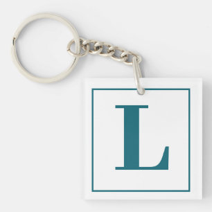 Initial Letter   Teal Monogram Modern Stylish Cool Keychain