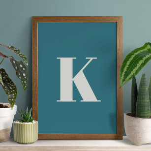 Initial Letter   Teal Monogram Modern Stylish Cool Poster