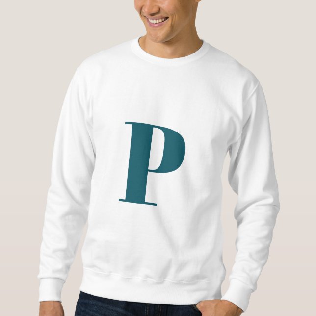 Initial Letter | Teal Monogram Modern Stylish Cool Sweatshirt (Front)