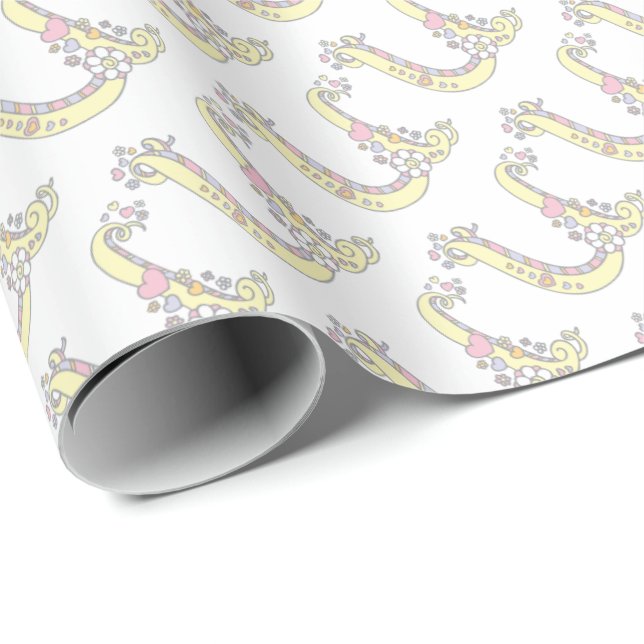 Initial letter U monogram personalized wrap Wrapping Paper (Roll Corner)