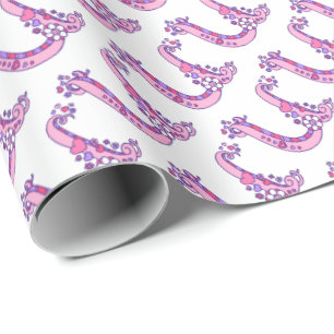 Initial letter U monogram pink personalized wrap Wrapping Paper