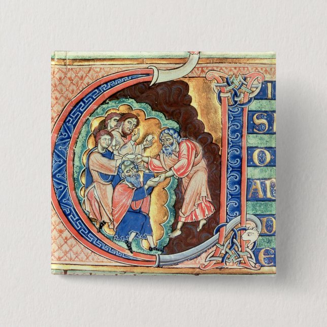 Initial Letter 'V'  Visio Abdie 2 Inch Square Button (Front)