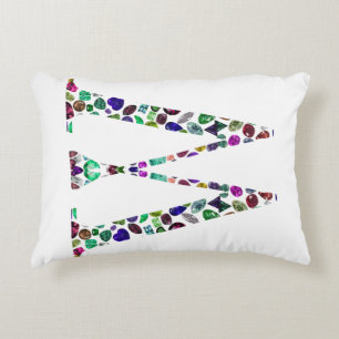 Initial Letter W Gemstone Design Accent Pillow