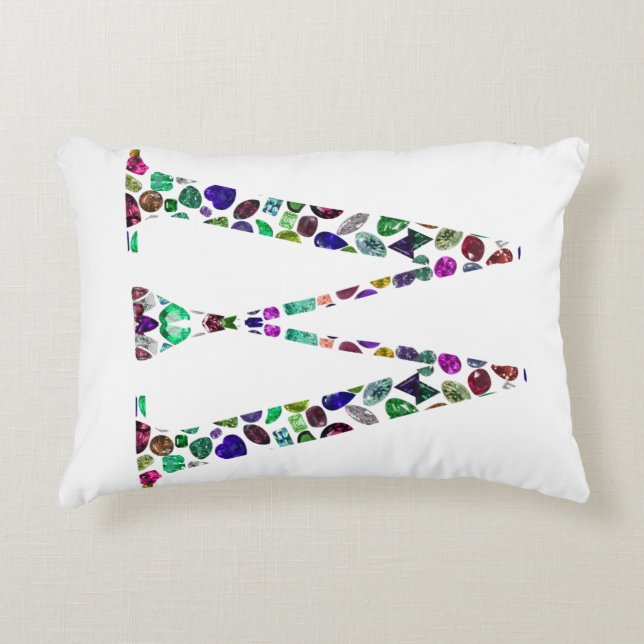 Initial Letter W Gemstone Design Accent Pillow (Front)