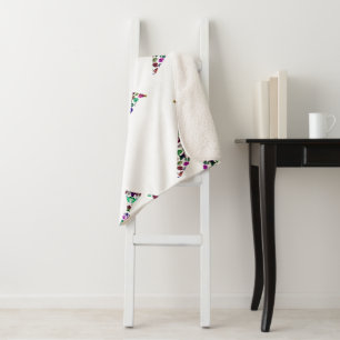 Initial Letter W Gemstone Design Sherpa Blanket