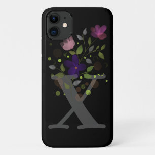Initial Letter X Plus Floral Design iPhone 11 Case