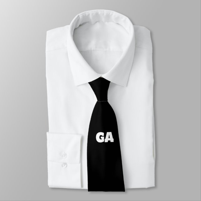 Initial Letters Monogram Black White Plain Simple Tie (Tied)