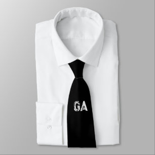 Initial Letters Monogram Black White Plain Simple Tie