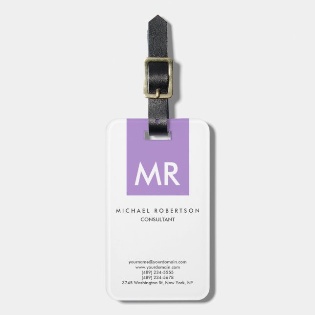 Initial Letters Monogram Elegant Unique Luggage Tag (Front Vertical)
