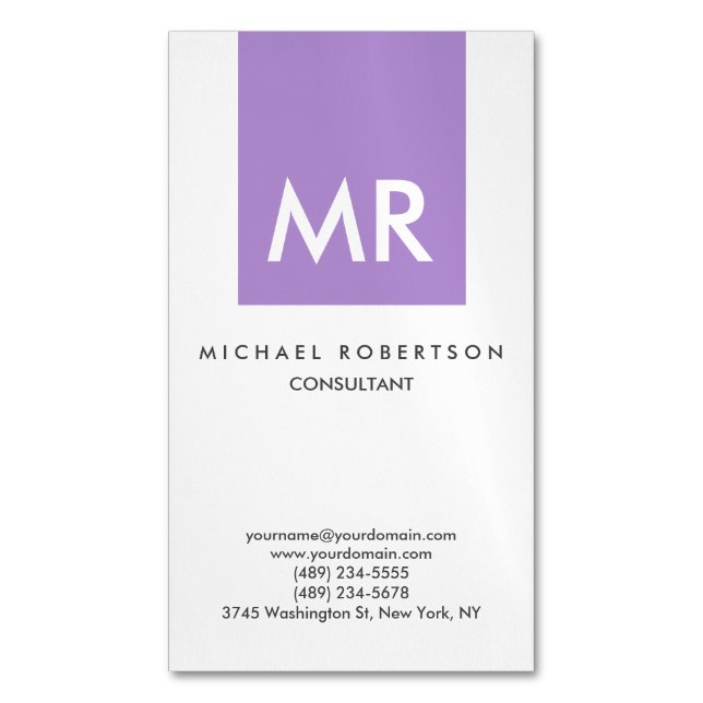 Initial Letters Monogram Elegant Unique Magnetic Business Card (Front Vertical)