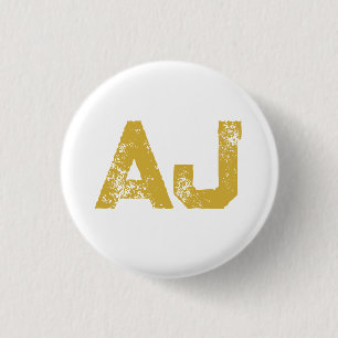 Initial Letters Monogram Gold Colour Plain Simple 1 Inch Round Button