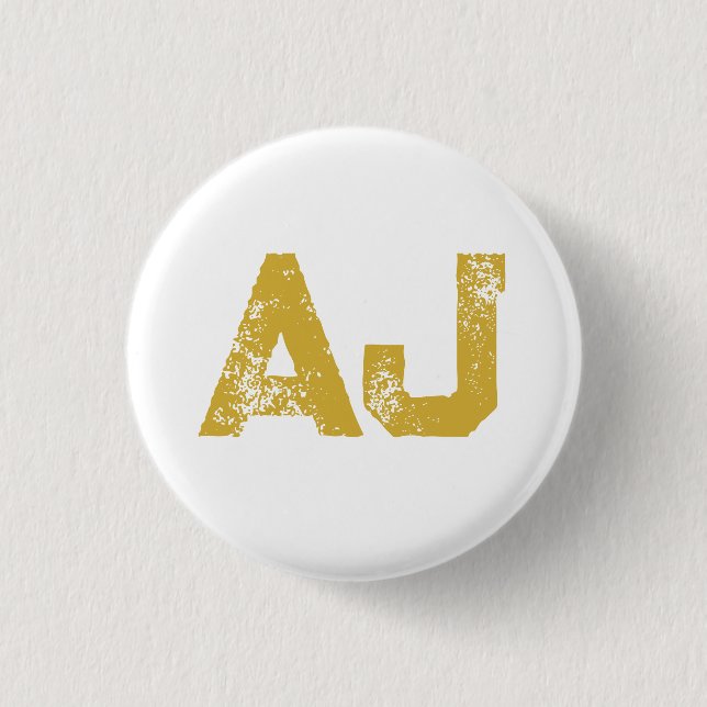 Initial Letters Monogram Gold Colour Plain Simple 1 Inch Round Button (Front)