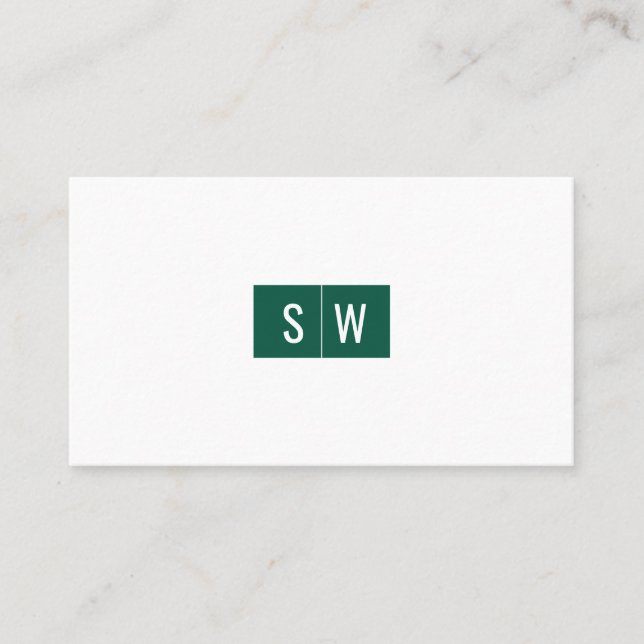 Initial Logo Minimal Modern Sleek Teal Business Card (Front)