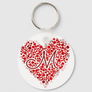 Initial M Heart Keychain