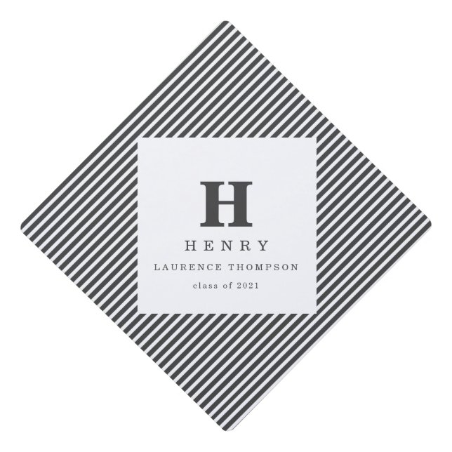 initial modern monogram graduation cap topper (Front)
