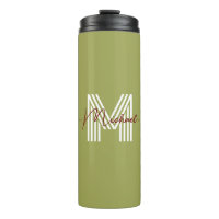 Initial Modern stylish monogram Olive green chic