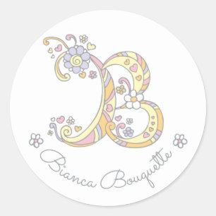 Initial monogram B custom name id name stickers