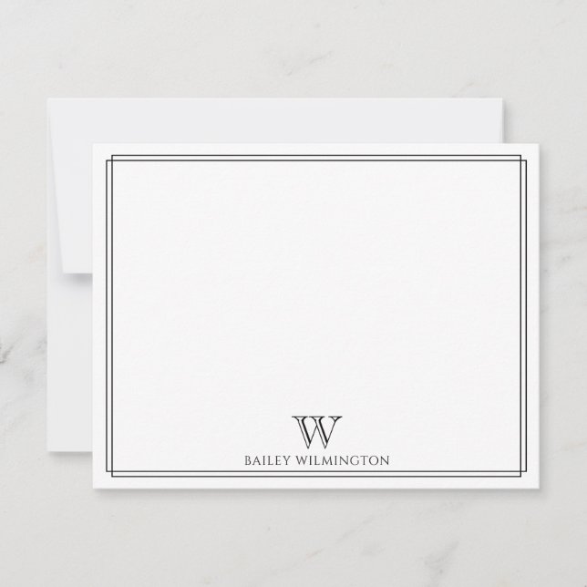 Initial Monogram Black Double Border Professional Card (Front)