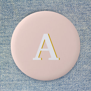 Initial Monogram Blush Pink Vintage Typography 2 Inch Round Button