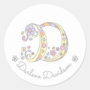 Initial monogram D custom name id name stickers