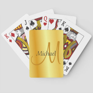 Initial Monogram Elegant Faux Gold Template Custom Playing Cards