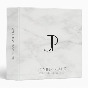 Initial Monogram Elegant Marble Customizable Binder