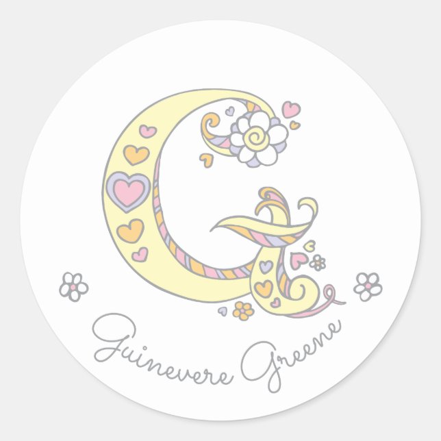 Initial monogram G custom name id name stickers (Front)