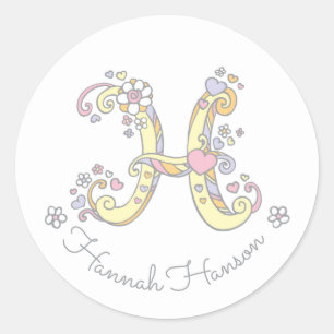 Initial monogram H custom name id name stickers