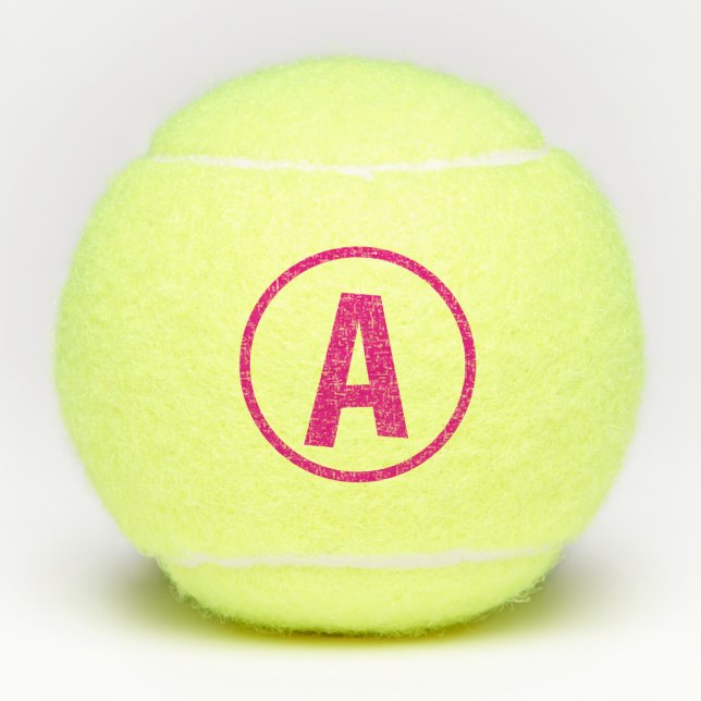 Initial Monogram in Hot Pink Circle - Personalize  Tennis Balls (Front)