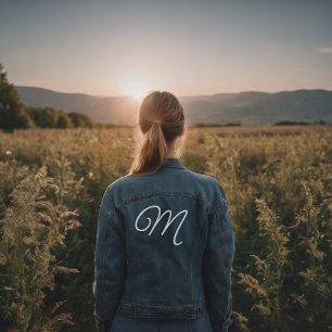 Initial Monogram in Script Font Denim Jacket