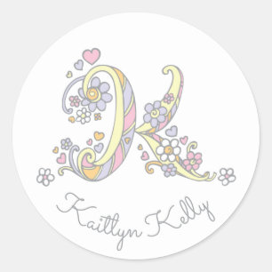 Initial monogram K custom name id name stickers