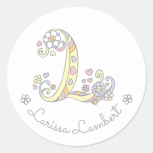 Initial monogram L custom name id name stickers