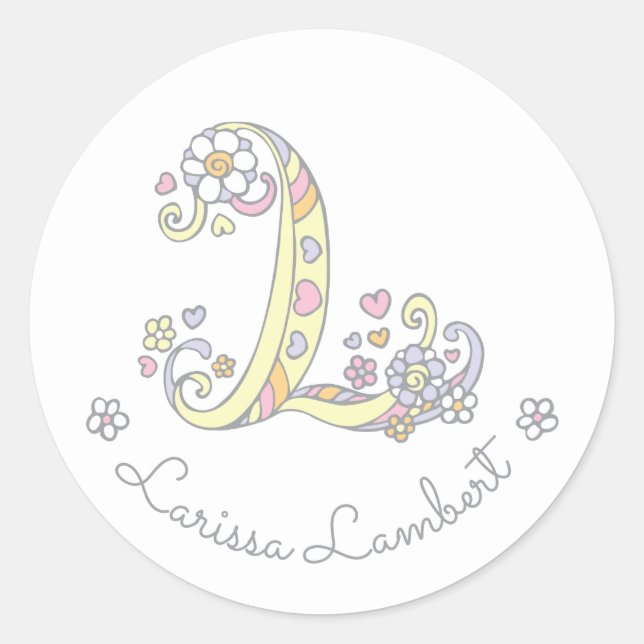 Initial monogram L custom name id name stickers (Front)