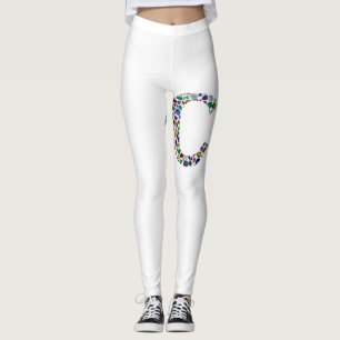 Initial Monogram Letter C Trendy Leggings