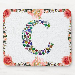 Initial Monogram Letter C Trendy Mouse Pad