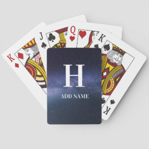 Initial Monogram Modern Galaxy Stars Sky Name Playing Cards