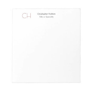 Initial Monogram Modern Minimalist Plain Simple Notepad