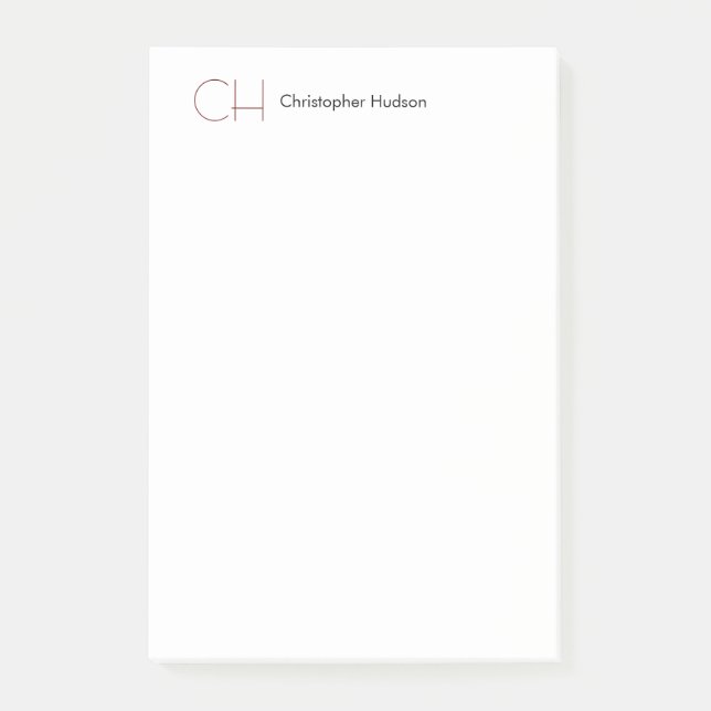 Initial Monogram Modern Minimalist Plain Simple Post-it Notes (Front)