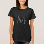 Initial Monogram Name Elegant Womens Modern T-Shirt<br><div class="desc">Personalized Monogram Initial Letter Name Template Elegant Trendy Women's Basic Black T-Shirt.</div>