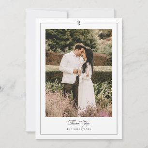 Initial Monogram Photo Wedding Thank You Card