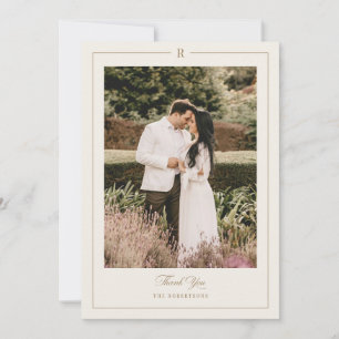Initial Monogram Photo Wedding Thank You Card