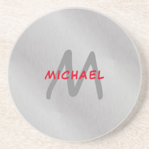 Initial monogram professional plain add your name coaster